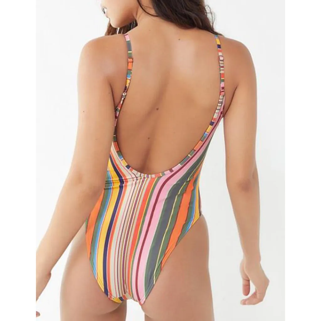 SAGACE полосатое бикини с принтом сексуальный цельный купальник открытой спиной