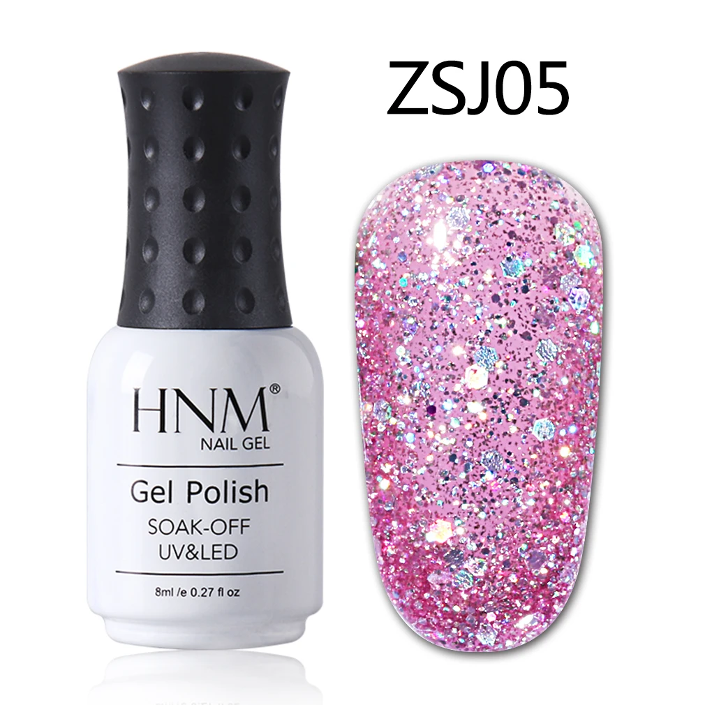 ZSJ05 HNM 8 мл Алмазный Блеск Bling УФ-гель для ногтей светодиодный светильник мерцающий розовое золото для ногтей искусство замочить от Vernis Эмаль Гель лак - Цвет: ZSJ05