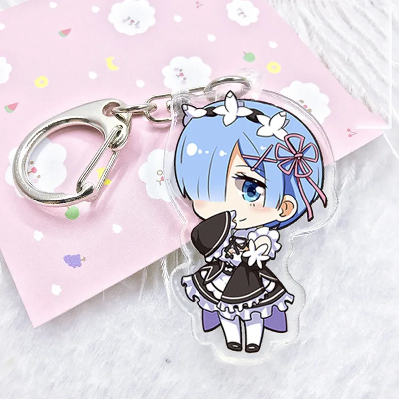 Японское аниме Re Zero Acrylic Twoside брелоки с принтом 6 см Rem Ram Emilia Мультяшные Portachiavi