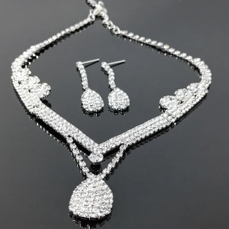 Мода 2 шт./компл. женское ожерелье + серьги набор медных кристаллов Ювелирные