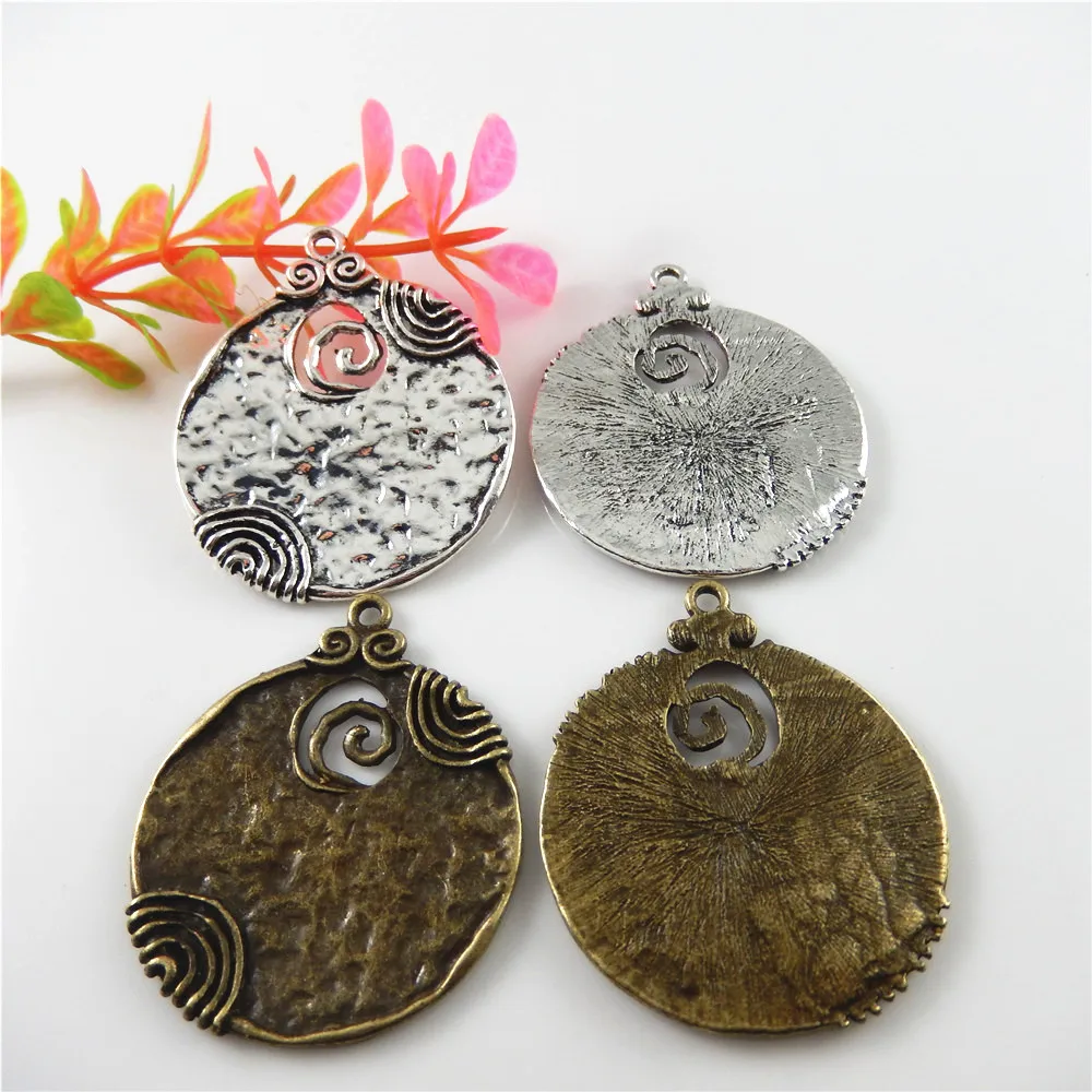 

6PCS 48*45mm Antique Bronze Jewelry Suspension Charm Ancient Tone Round Shaped Alloy Pendants Crafts Jewelry Accessory Finding
