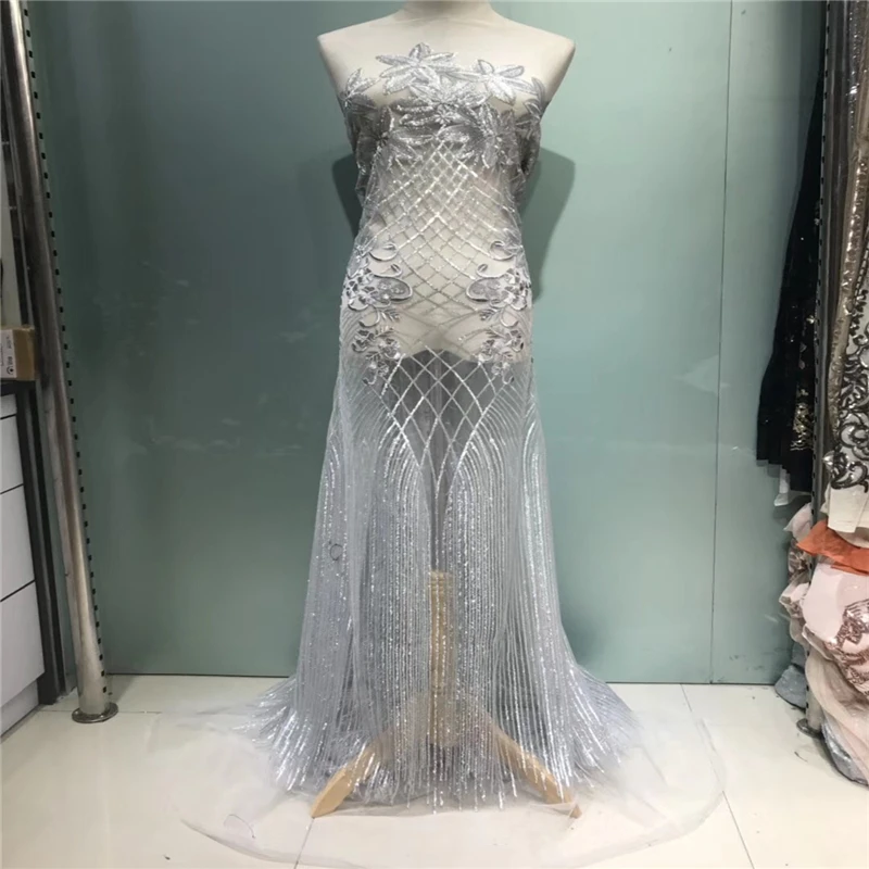 VILLIEA последние африканские шнурки 2018 серая кружевная ткань в нигерийском стиле