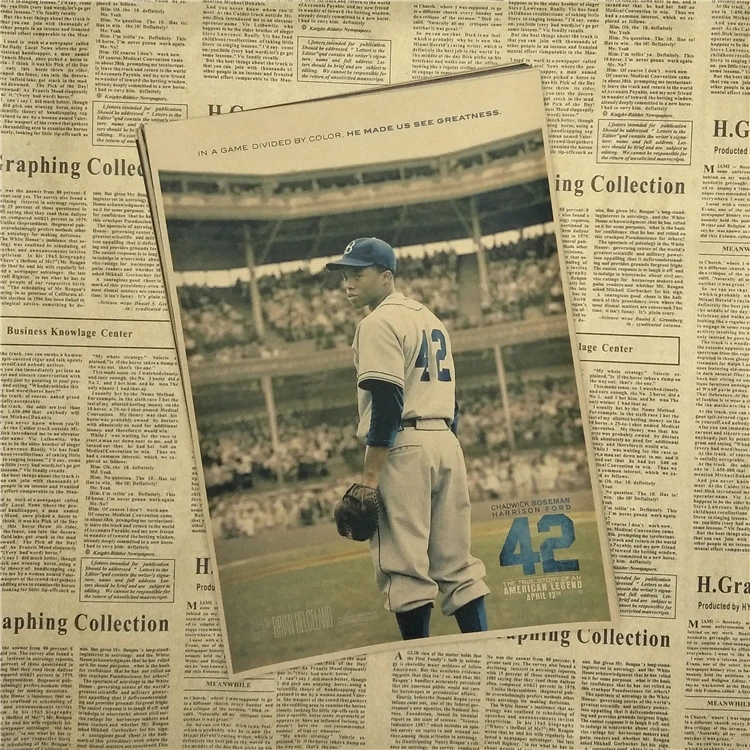 42 Jackie Robinson Cooperstown Yankees Dodgers Настенный декор для фильмов крафт-бумаги постер | Дом и