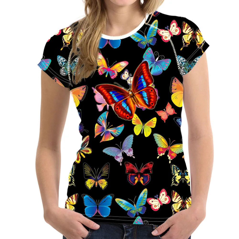 NoisyDesigns Top Women Shirt Beauty Butterfly Printed T-shirt for Ladies t Summer 2018 Short Tees Poleras de Mujer | Женская одежда
