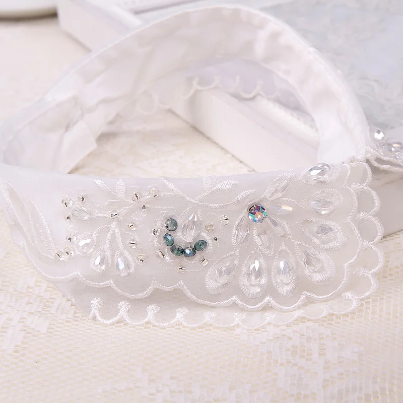 Новинка 2017 модный искусственный воротник вышитый бриллиантами белый галстук