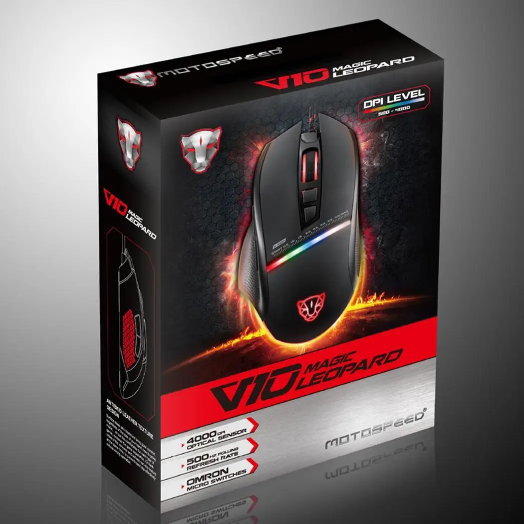 MOTOSPEED V10 E sports игровая проводная мышь индивидуальное Программирование 1x с дышащей