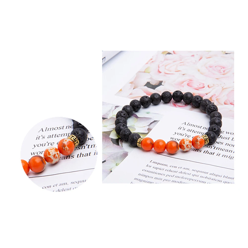 XZP браслеты с голограммой из натурального камня лава целебная Йога баланс бисера