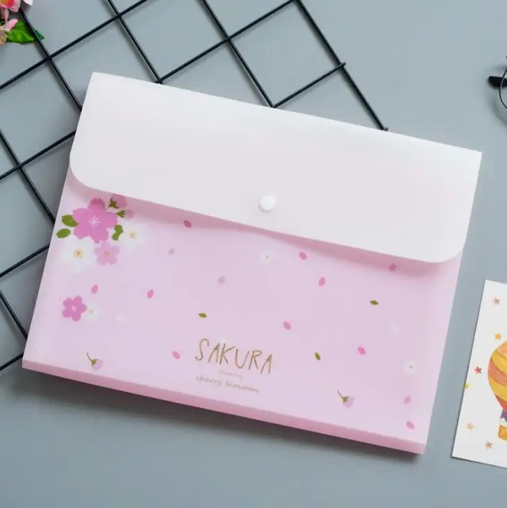 1 шт. Kawaii 6 сетки вишневый цвет Сакура органайзер для файлов, папок коробка бумажный держатель сумки для документов широкий кошелек канцелярские принадлежности