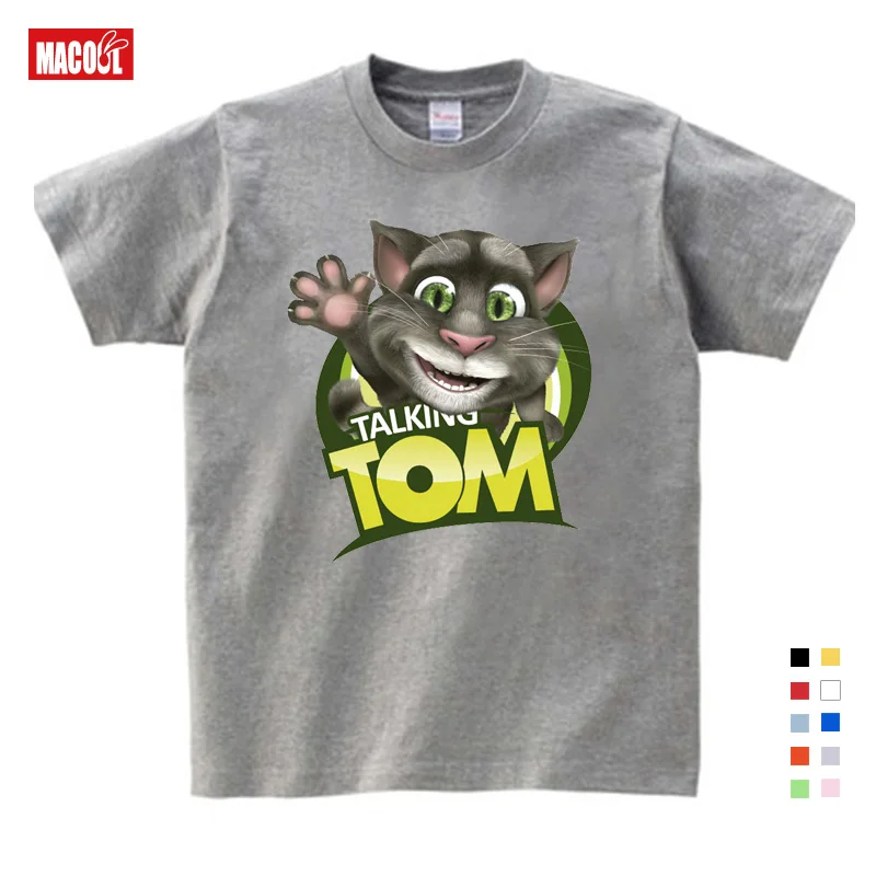 The Children's Favourite Online Games Can Talking Tom Cat Prints Child Summer Shirt Cat Tom and His Friends Cartoon Costumes 5T - Color: T-shirt