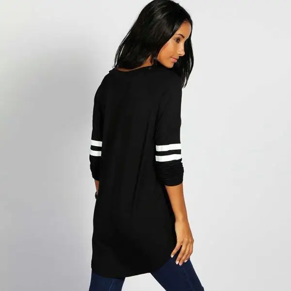 Длинная футболка новый рукав Мода базовый Для женщин блузка мяч