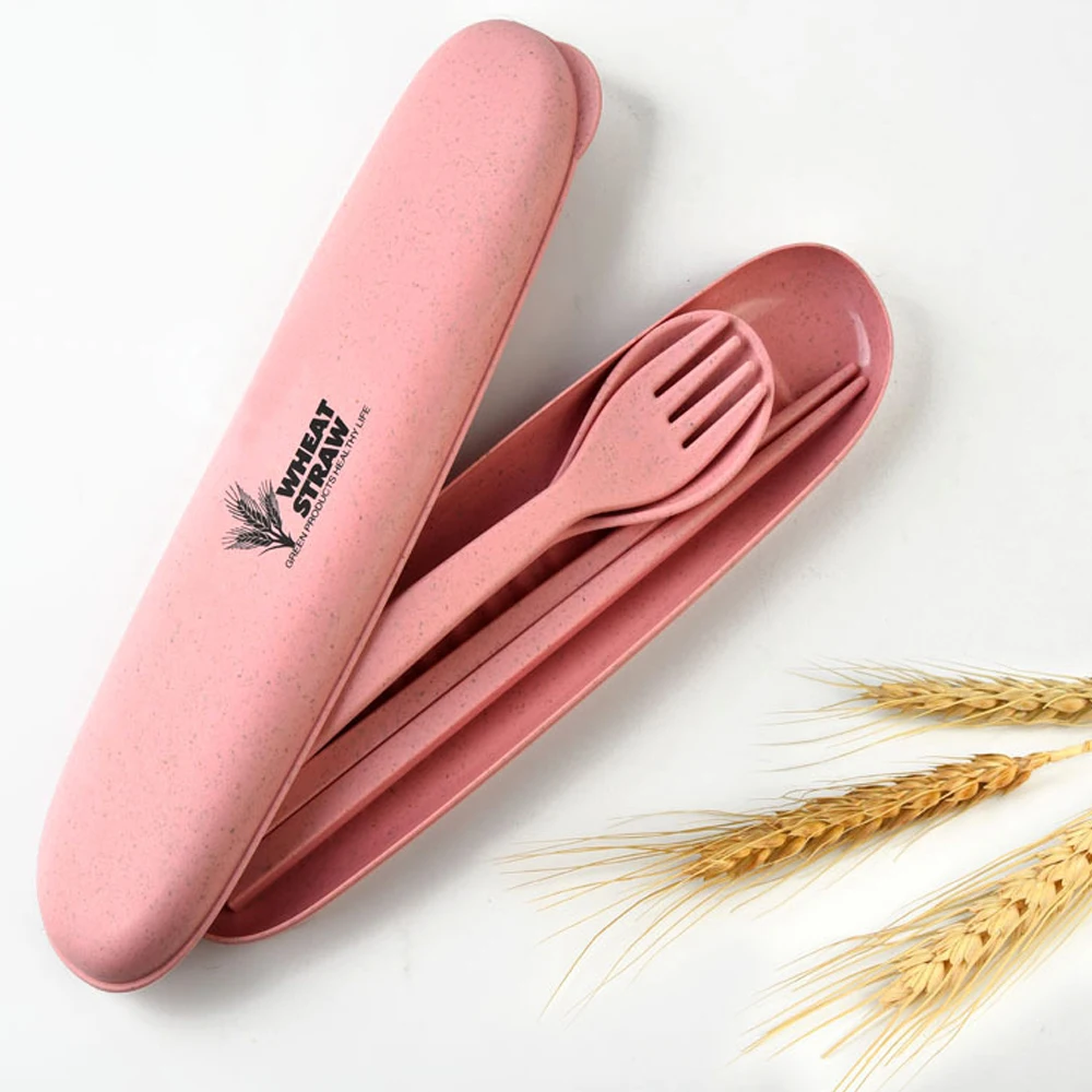 3 шт./компл. Портативные Наборы Посуда Экологически Чистые и Разложению Пшеничной