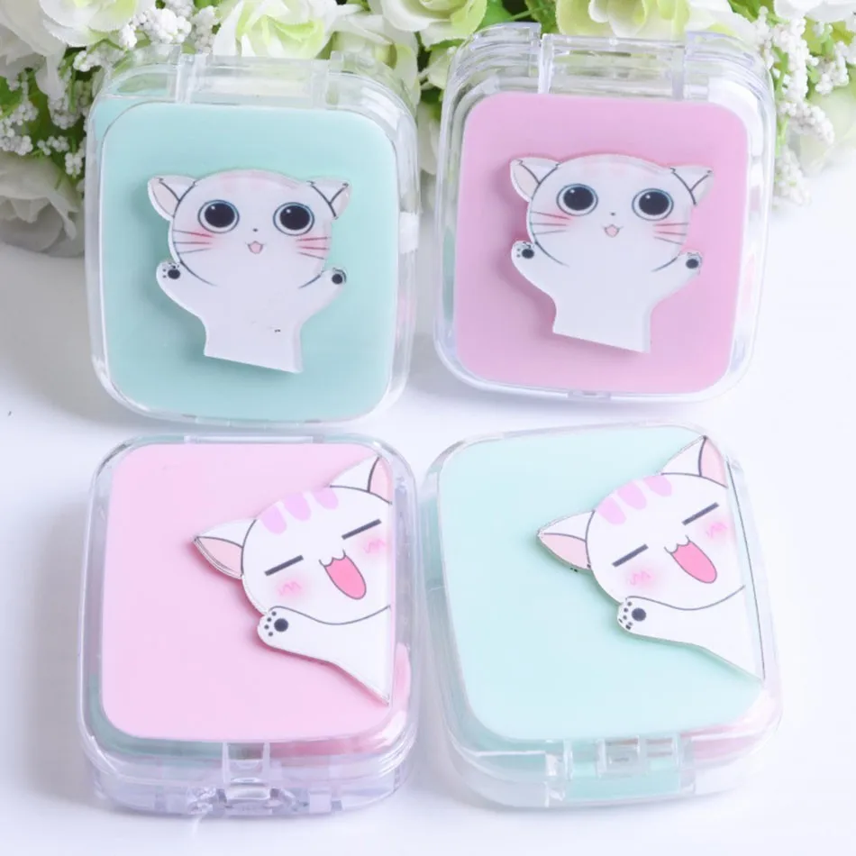 AudWhale Hug Cat милый Футляр для контактных линз с волнистыми ручными милыми линзами портативный контейнер для линз для девочек ящик для кабеля с животными для линз