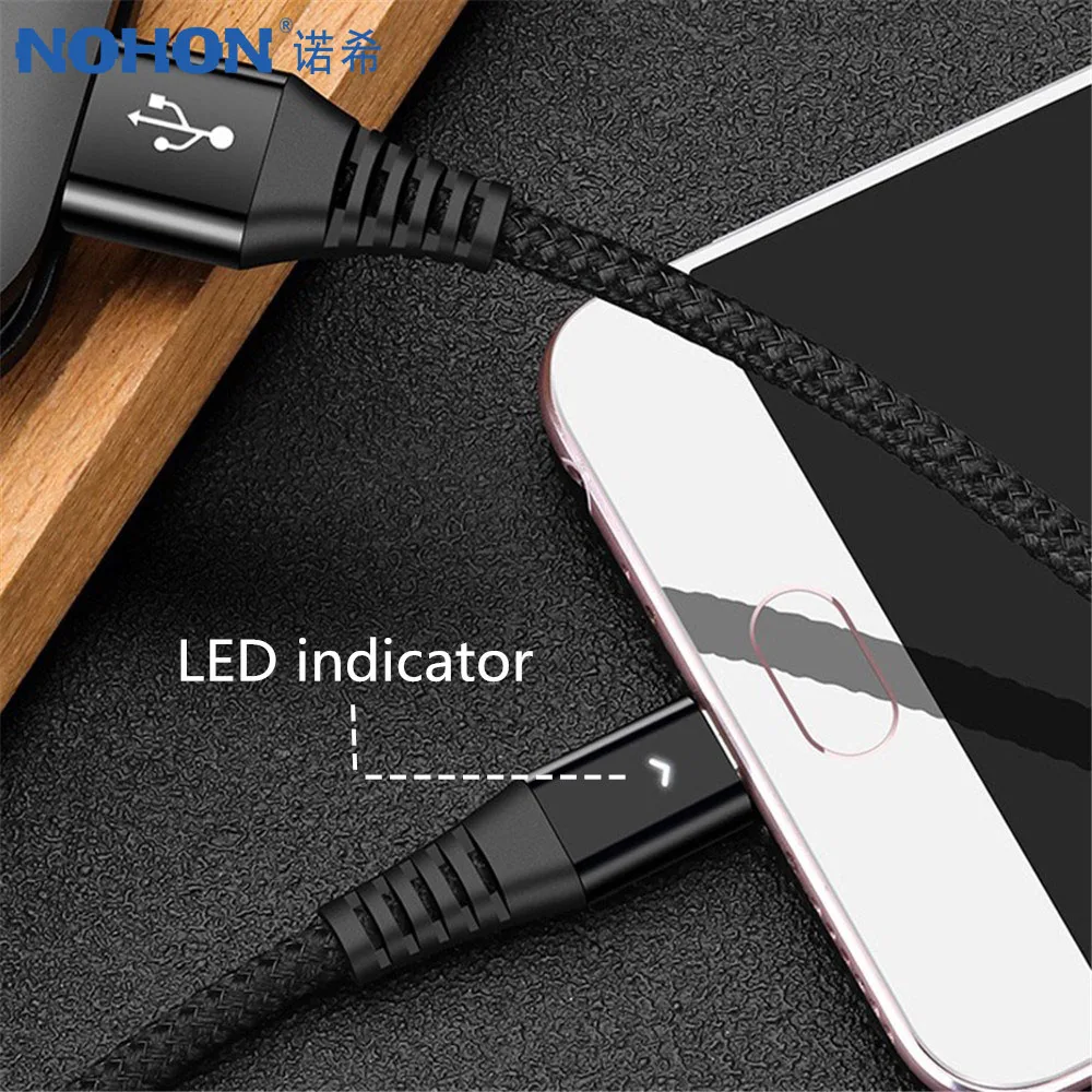 NOHON Micro USB Led Data Cable For Samsung Galaxy S7 S6 Huawei Xiaomi Redmi Note 4 4X Mobile Phone 2.4A Fast Charger Cables 1.2M | Мобильные