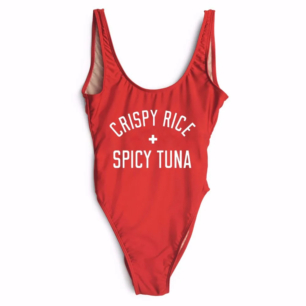 

new arrive CRISPY RICE + SPICY TUNA bodysuit beachwear suits women swimwear bathing suits one pieces Jumpsuits high cut