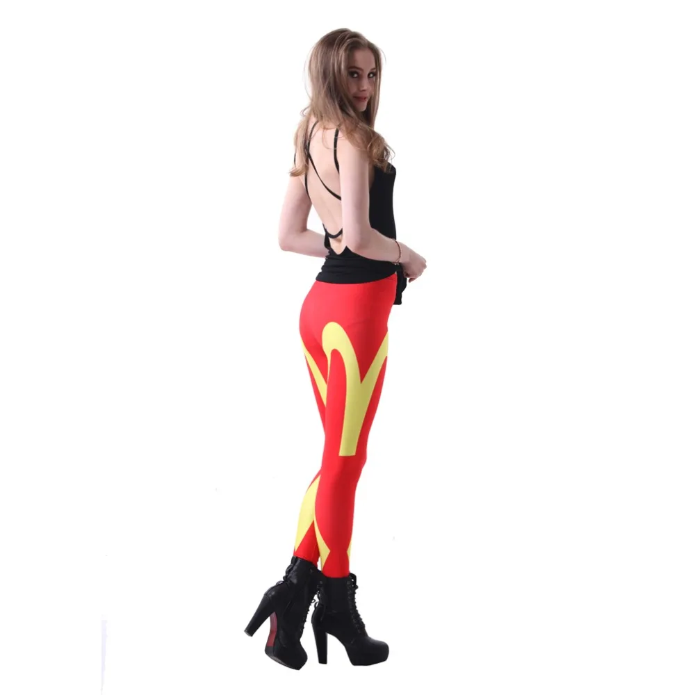 

Elastic Casual Pants 3D Digital Printing Red and yellow Pattern Women Leggings 7 sizes Fitness Clothing Free Shipping