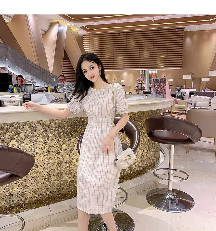 Повседневное платье в клетку популярное летнее женское свободное из конопли