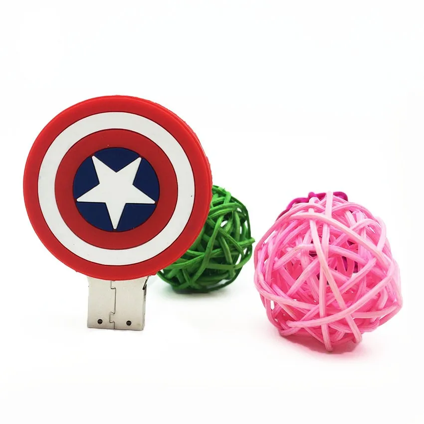 Флеш-накопитель USB, флеш-накопитель, устройство для хранения, логотип Капитана Америки, USB флеш-накопитель, 128 ГБ, 64 ГБ, 32 ГБ, 16 ГБ, 8 ГБ, 4 Гб, флеш-накопитель
