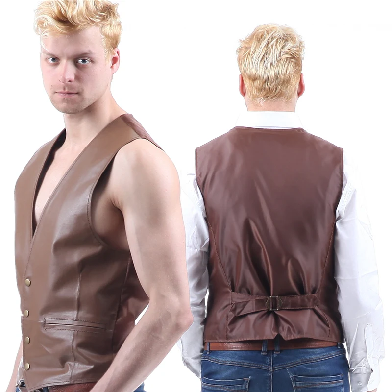 Жилет кожаный мужской натуральный ретро классический мотоцикл защита от ветра