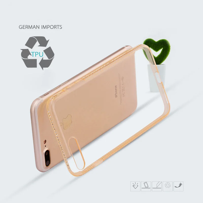 Прозрачный чехол SIXEVE со стразами для iPhone 6 s 6Plus X 7 8 Plus 7Plus Мягкая силиконовая