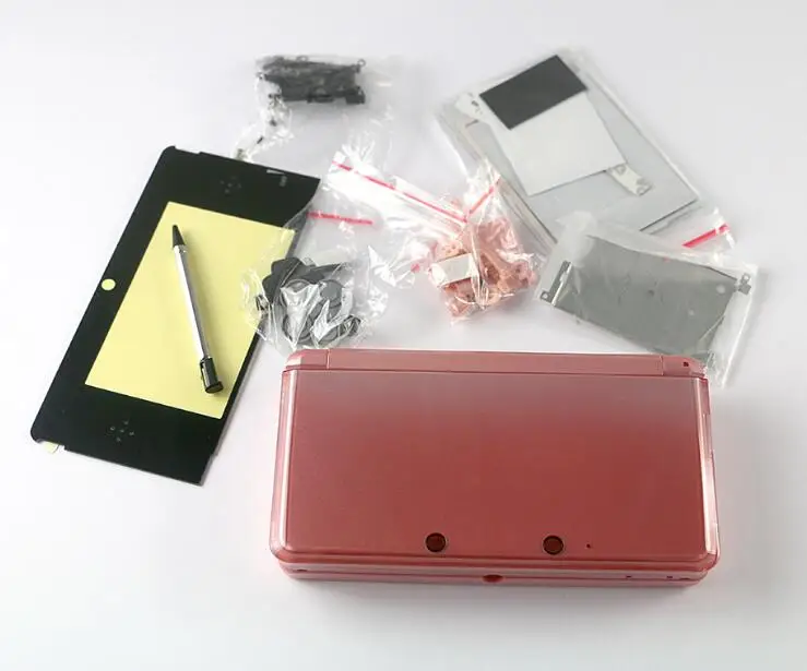Для 3DS оболочка игровая консоль замена полный корпус крышка чехол с кнопками комплект - Цвет: pink