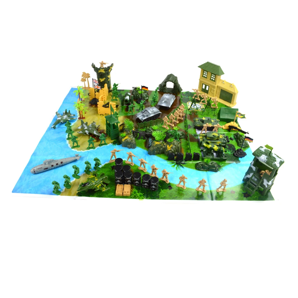 Пластиковая игрушечная армия набор 130 штук включая солдат армейскую карту и