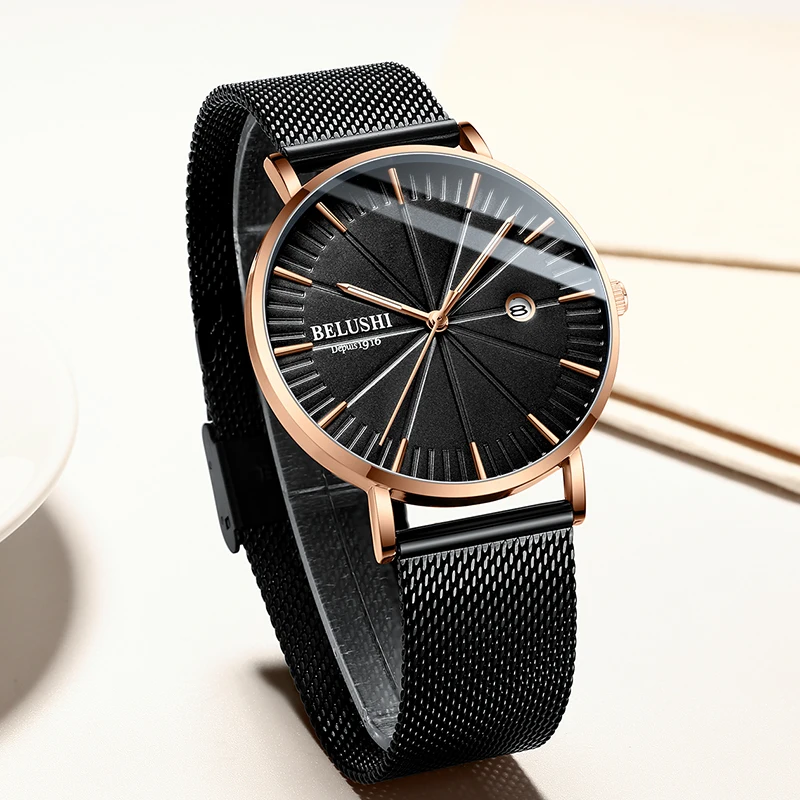 

Men's Watches Simple Mesh Strap Quartz Wristwatch For Men Business Calendar Watch Belushi Gifts Male Clock relogio masculino