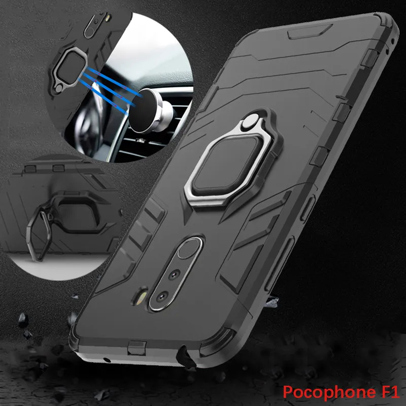 

Чехол для Xiaomi Pocophone F1, силиконовый чехол из ТПУ и твердого поликарбоната, сверхроскошный бронированный противоударный металлический чехол ...