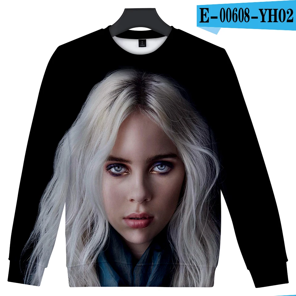 Женская/мужская одежда с 3D принтом Billie Eilish,, повседневные крутые летние толстовки с капюшоном в стиле Харадзюку, топы размера плюс 4XL - Цвет: YH02-1-1