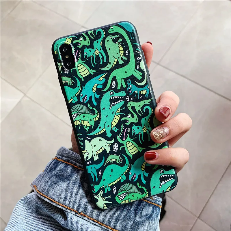 Мультяшные картины с изображением динозавров чехол для телефона для iphone X XR XSMax чехол для iphone 6s 6 8 7 plus XS чехол Модный матовый мягкий чехол s Capa