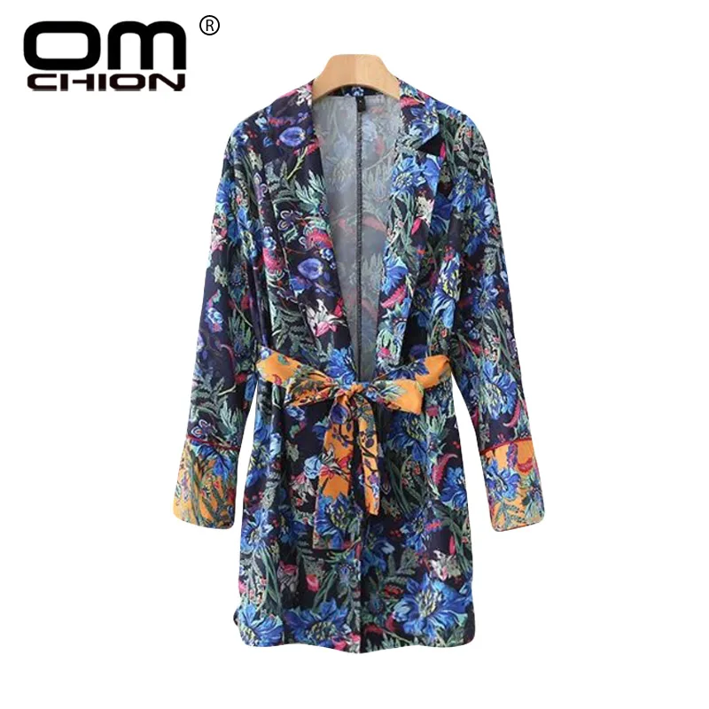 OMCHION Blusas Mujer 2018 весеннее кимоно с длинными рукавами и цветочным принтом в стиле