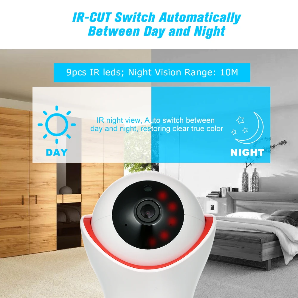 Беспроводная ip камера 1080P WiFi для наблюдения за детьми/пожилыми/домашними