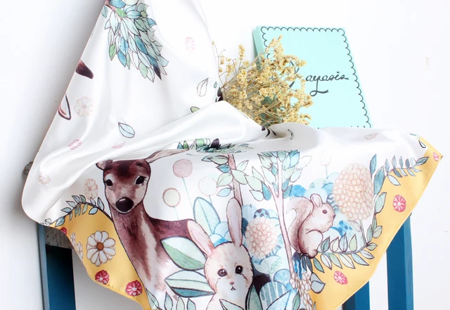 Шарф квадратный с принтом оленя DW6|scarf silk|square scarfscarf square |