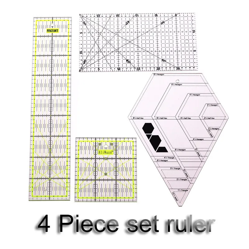 4 pcs ruler Нож из нержавеющей стали, круглый нож, швейные принадлежности, линейка, ножницы для рисования, для студентов, Обучающие Офисные инструменты - Цвет: 4 pcs ruler