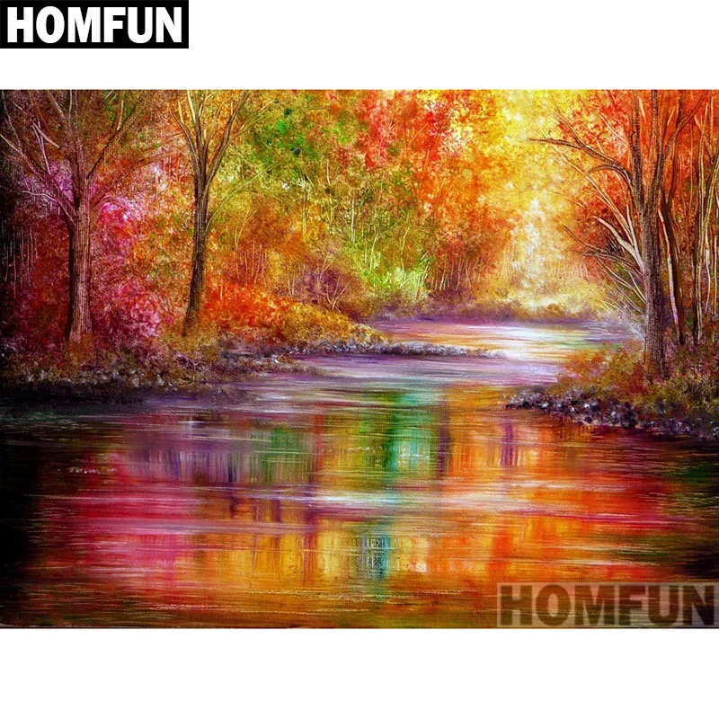 Алмазная 5d-картина HOMFUN Осенний лес вышивка крестиком полное покрытие