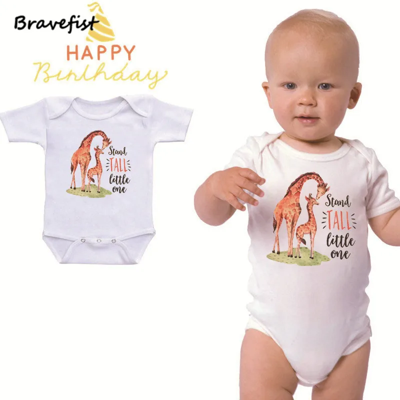 Жирафы с животным принтом детские комбинезоны хлопковые боди коротким рукавом