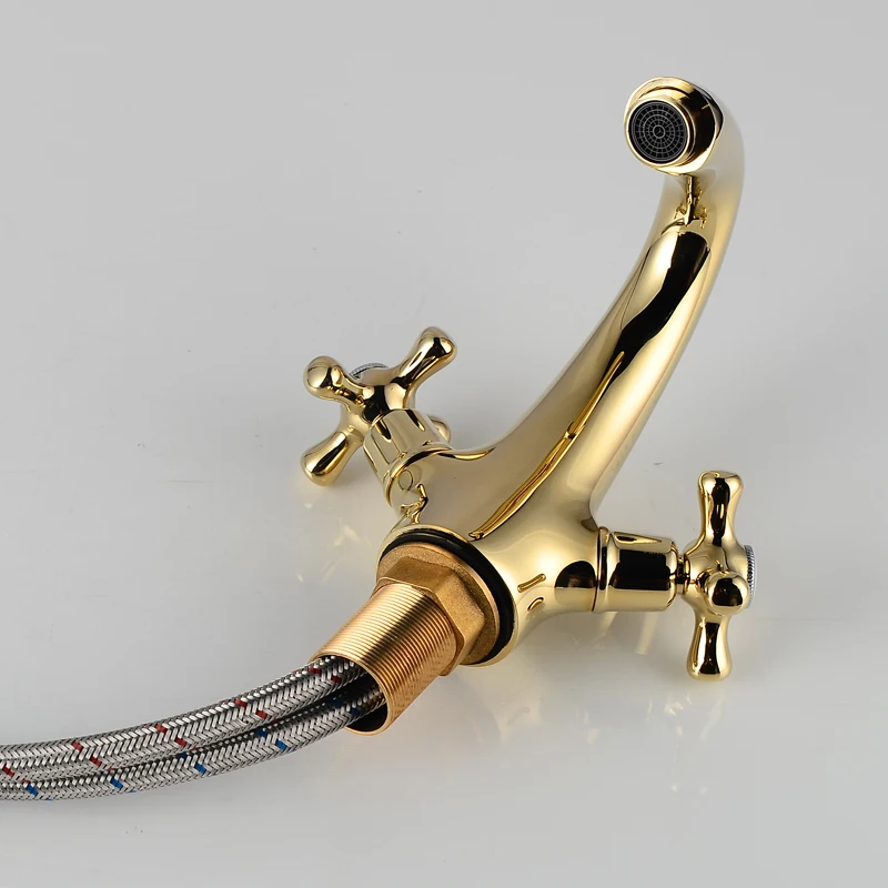 Смеситель для ванной современный раковины из латуни золотого цвета кран с