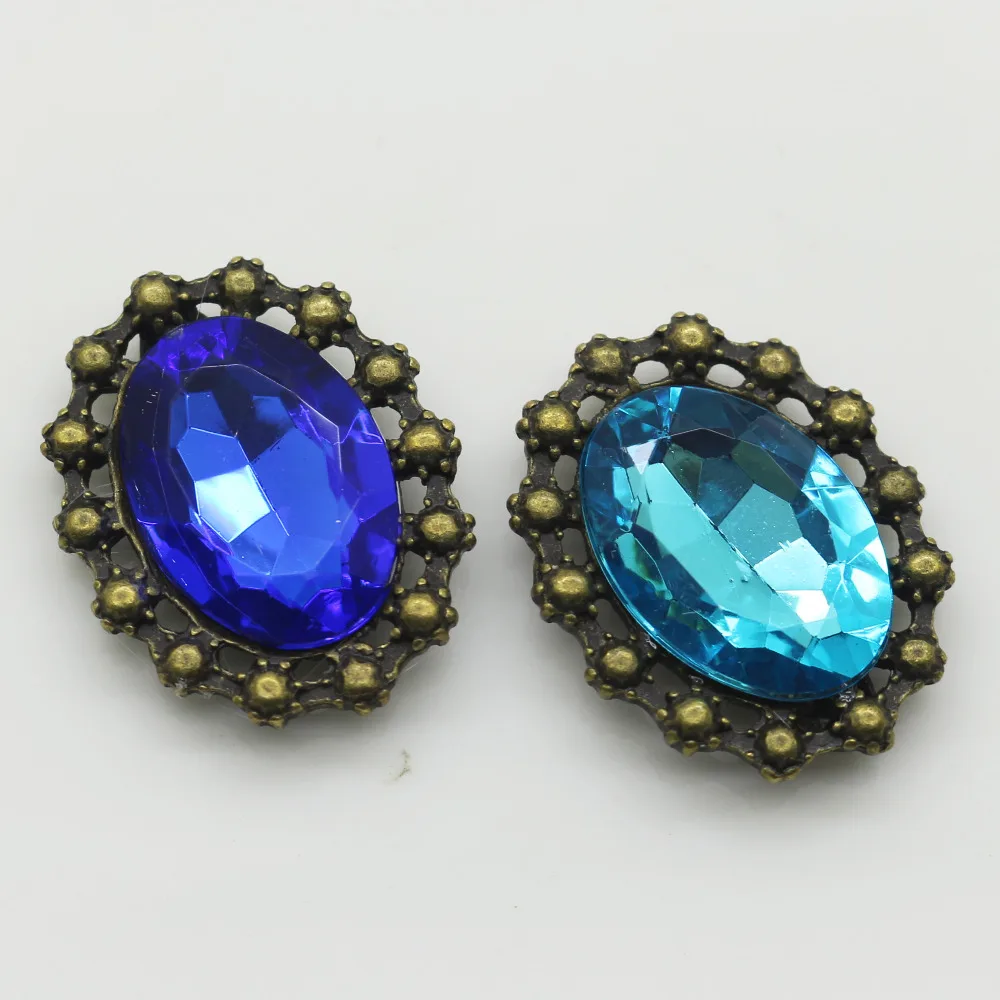 Romant овальные 10 шт. Ретро Цветные Кристальные пуговицы сердце Подвеска Серьги