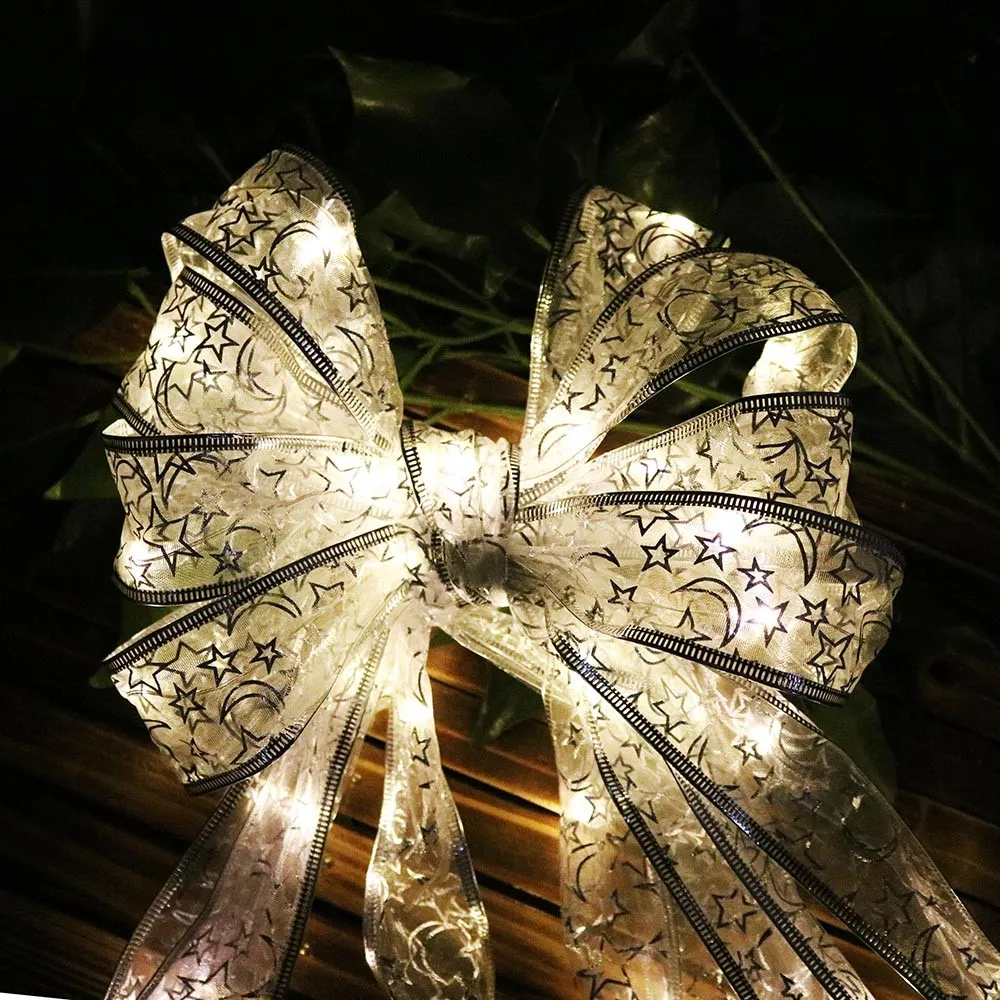 Батарея светодиодная гирлянда кружевная лента бант для рождества дерева