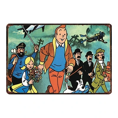 DU2235 Tintin мультфильм жестяная вывеска металлическая тарелка потертый шик железная живопись детская комната настенный бар домашнее искусство Ремесло Декор 30X20 см DU-2217 - Цвет: DU2235