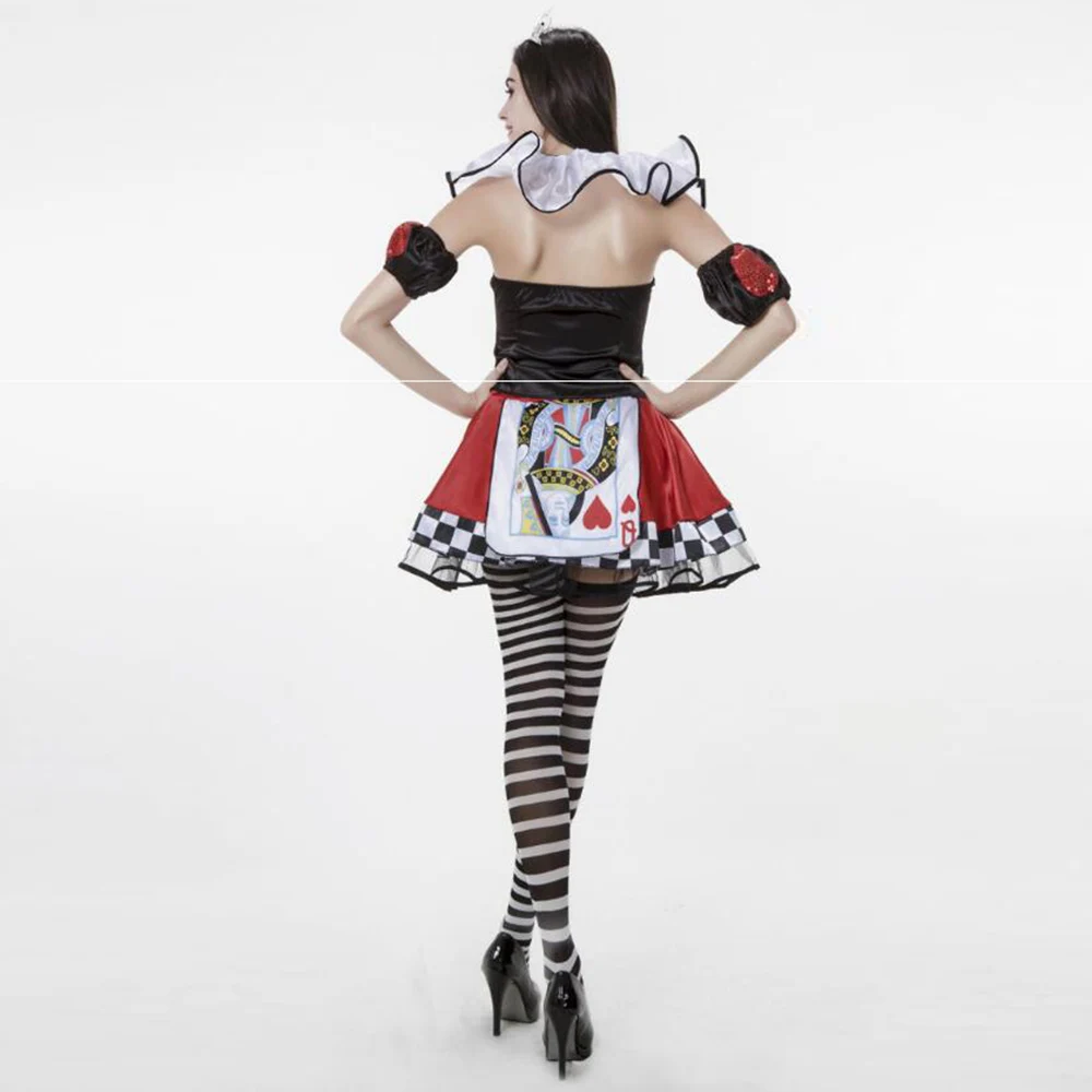 

Red Poker Queen Costume of Hearts Costume Adult Women Halloween Carnival Alice In Wonderland Fancy Party Dress Up Uniform