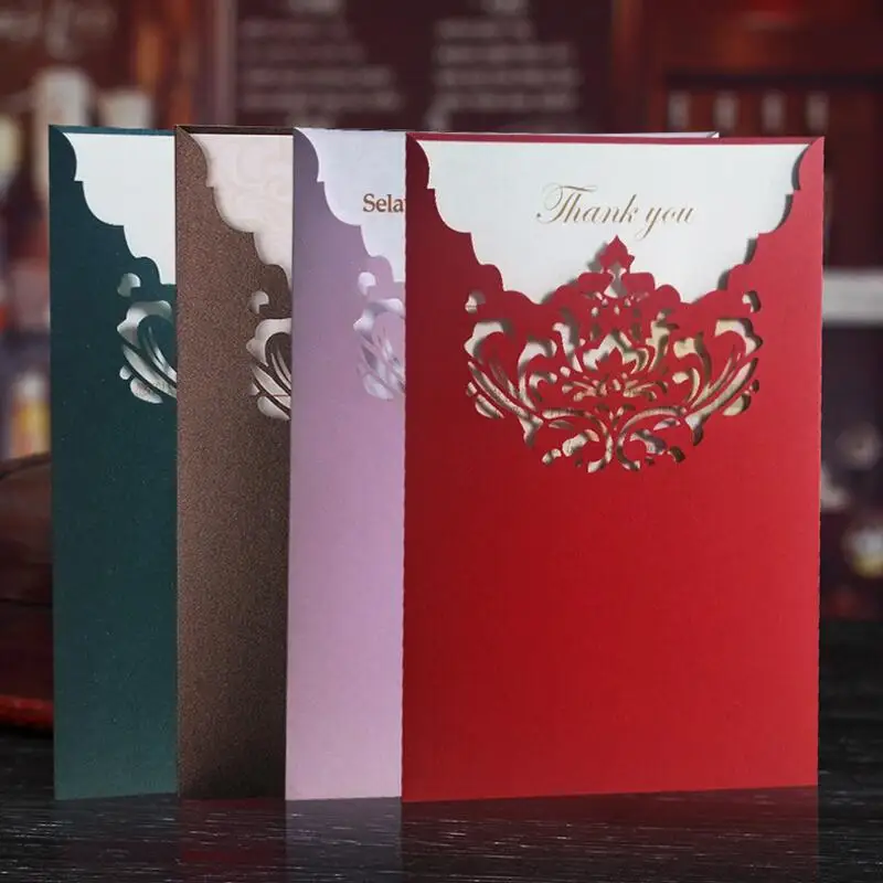 

Laser Cut Wedding Invitations Vintage Floral Birthday Cards Engagement Marriage Party Invites Favors Supplies 20pcs/lot