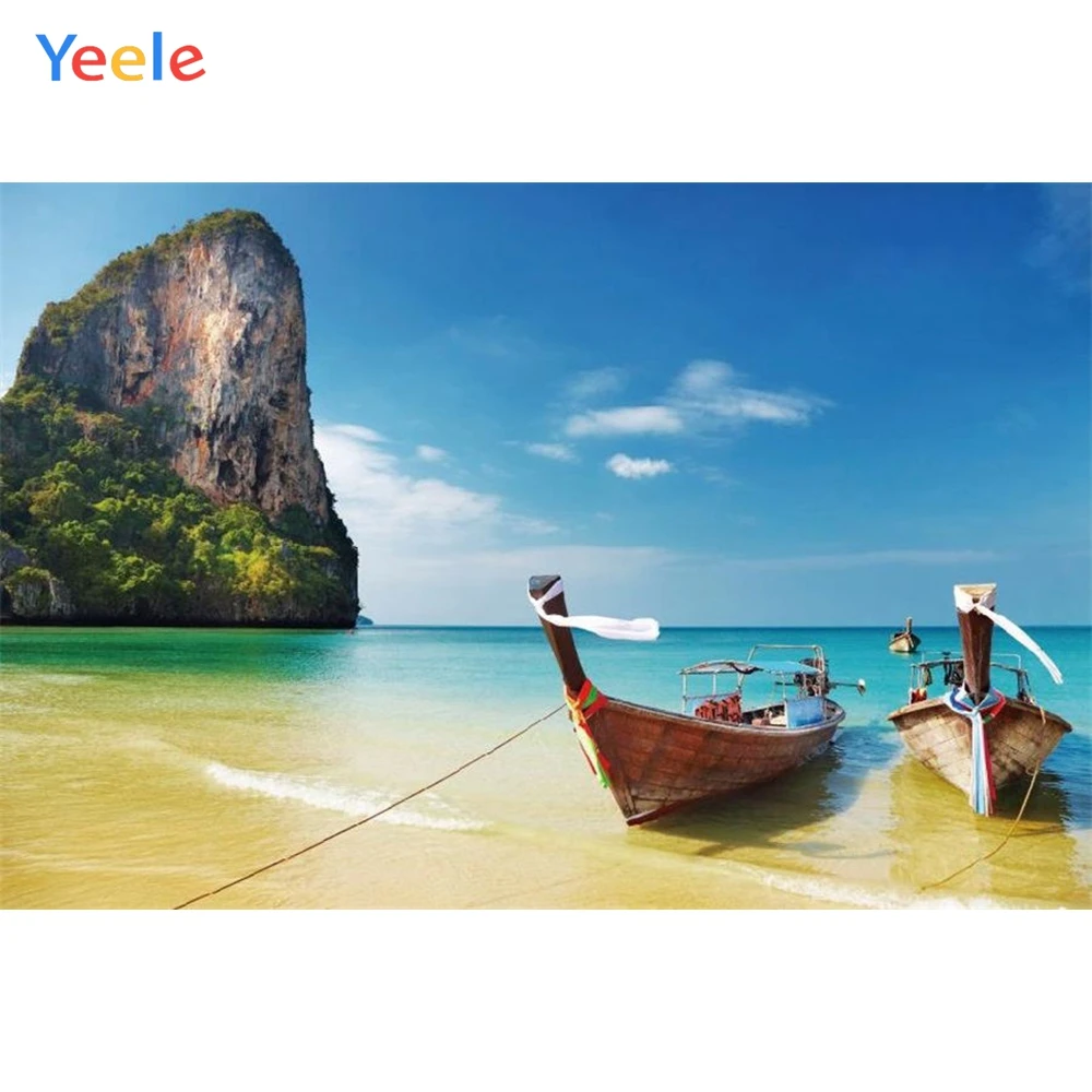 Фон для фотосъемки с изображением каноэ Yeele морской пляж лодки свадебные