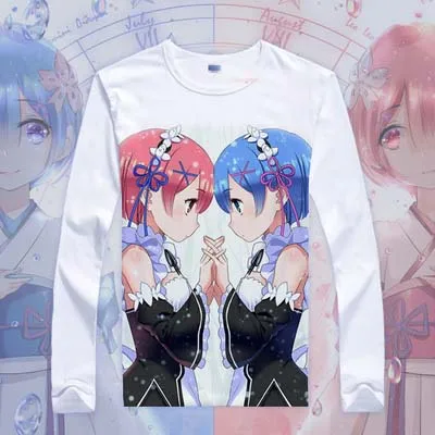 Re:Zero kara Hajimeru Isekai Seikatsu T-shirt Anime Emilia Rem Cosplay T Shirt Cartoon Student Tops Tees | Мужская одежда