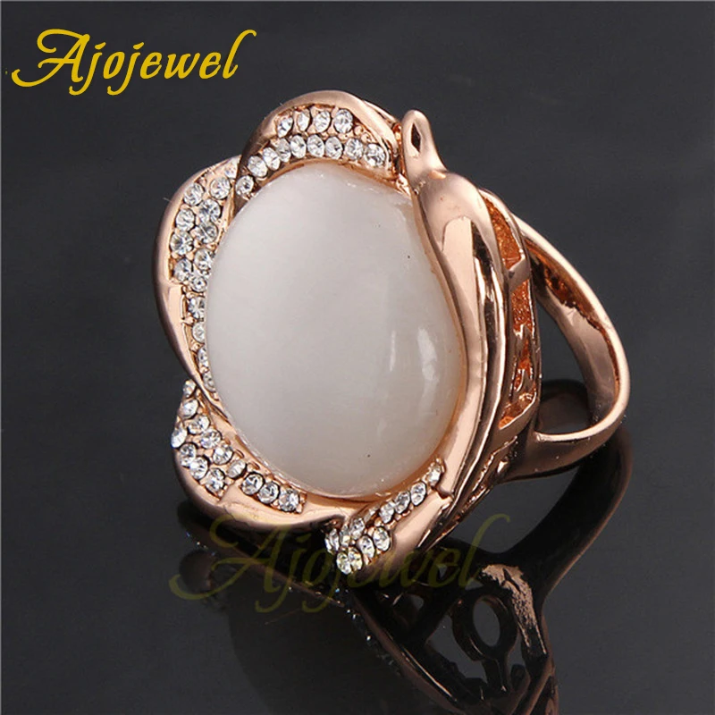 Ajojewel Модные женские кольца с большим камнем ювелирные изделия кошачьим опалом