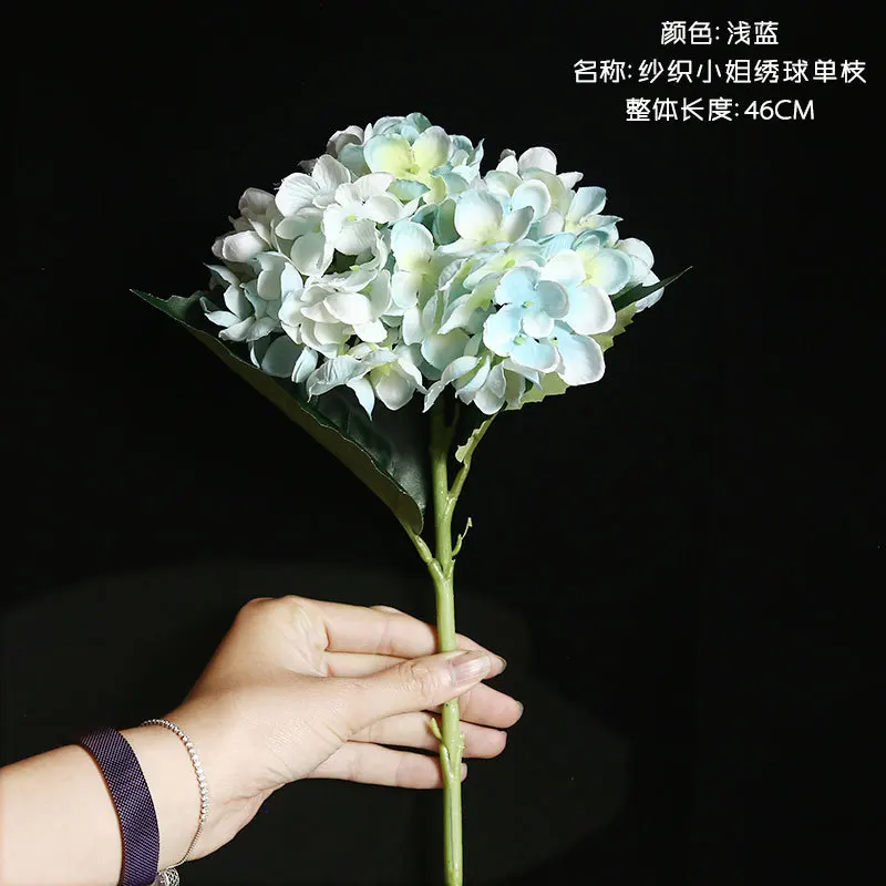 Light blue 10 шт/партия Одиночная ветка искусственная гортензия букет цветов Рождество для домашнего свадебного украшения шёлковая Гортензия diy поддельные цветы - Цвет: Light blue