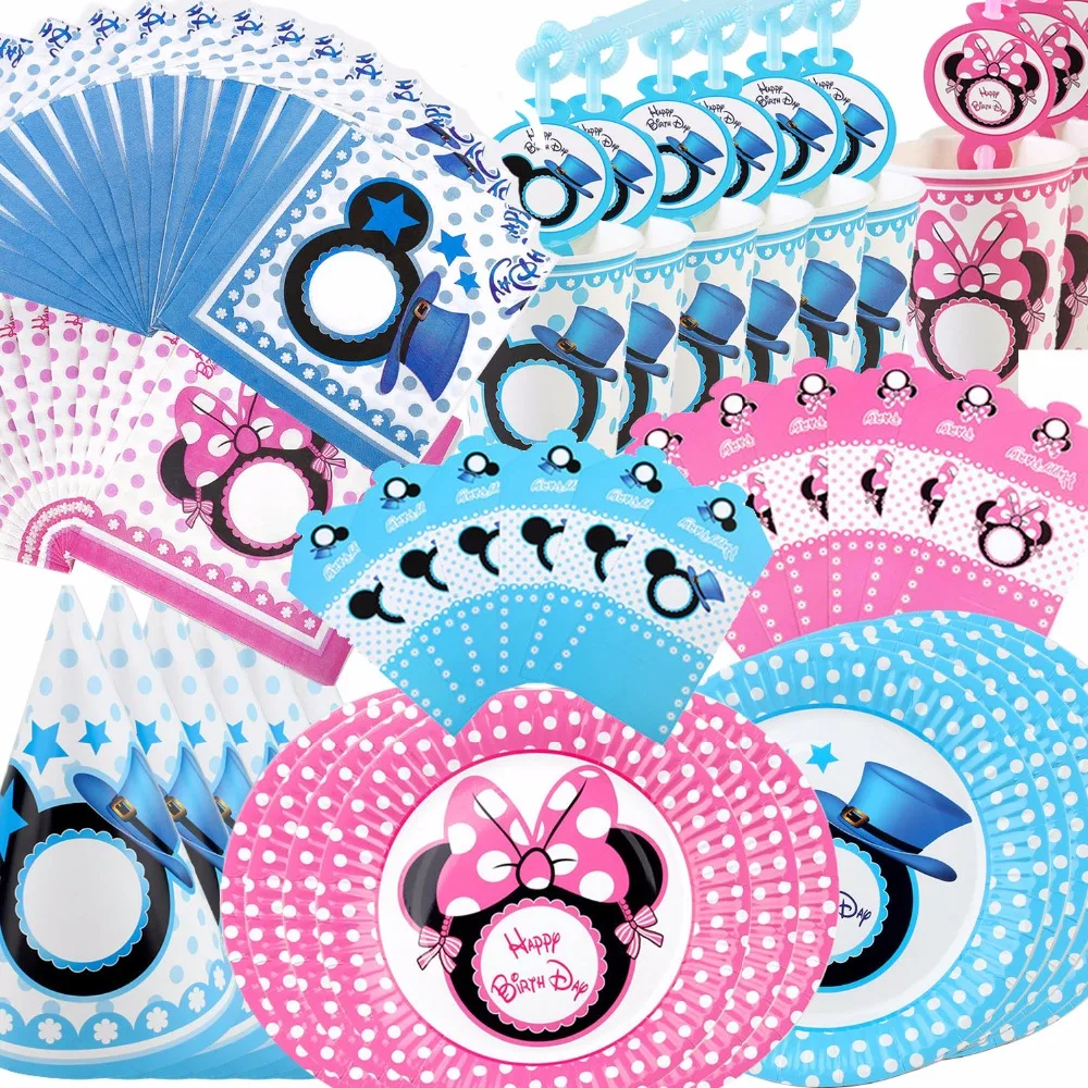 Новое поступление 6/12 шт Розовый принц синяя принцесса одноразовая посуда чашки