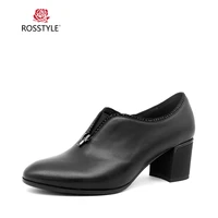 rosstyle hot paragraph wild fashion genuine leather high heels spring and autumn rough with casual womens singles shoes c14