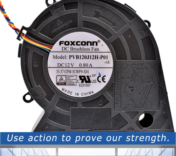 PVB120J12H-P01 12 см DC 12 В 0.80A большой объем воздуха турбины воздуходувки проектор Вентилятор охлаждения