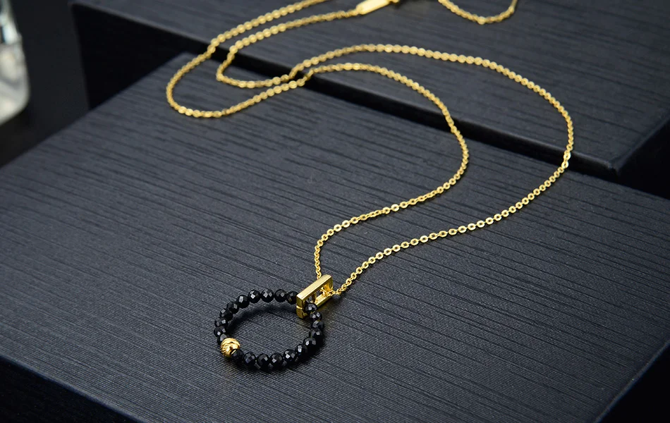 ORSA JEWELS Серебро 925 женское ожерелье круглый кулон красный камень гранат 18 K позолоченная цепочка Ювелирные изделия из стерлингового серебра OSN154