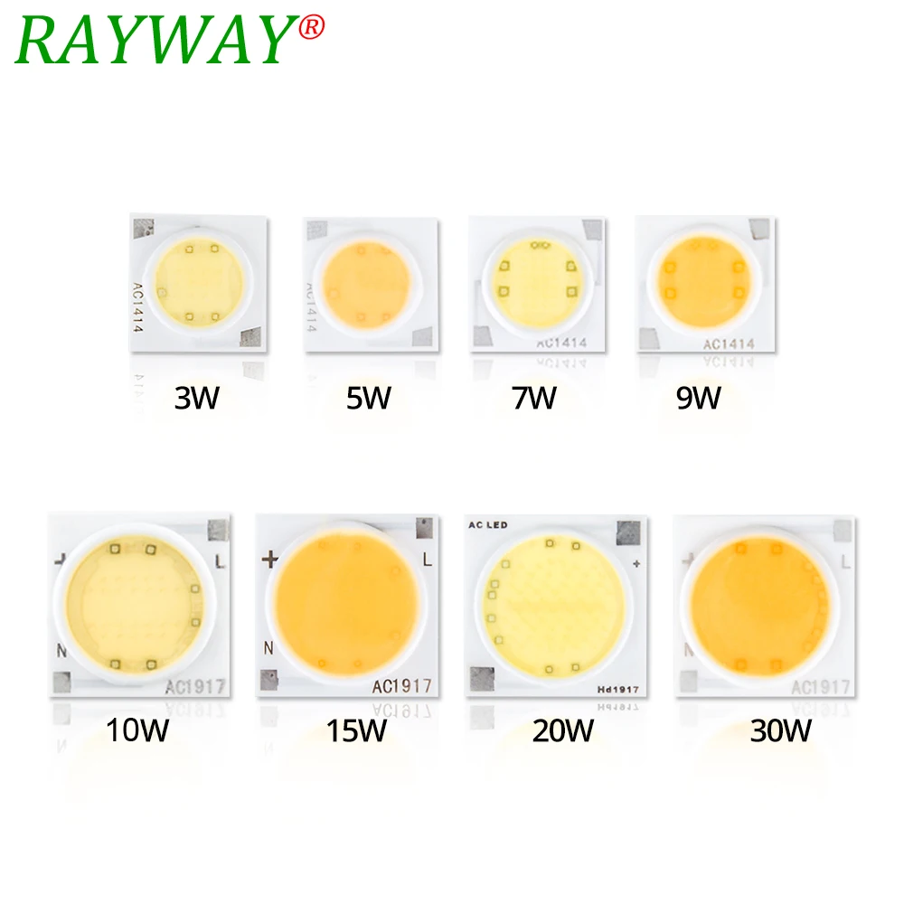 RAYWA LED COB Chip 30W 25W 18W 15W 12W 9W 7W 5W 3W AC 220V Smart IC Light High Lumen Chip For Bulb DIY LED Spotlight Light Bead
RAYWA LED COB Chip 30W 25W 18W 15W 12W 9W 7W 5W 3W AC 220V Smart IC Light High Lumen Chip For Bulb DIY LED Spotlight Light Bead